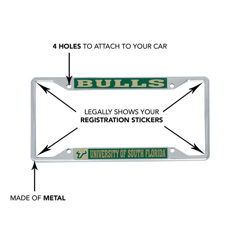Desert Cactus University of South Florida Car Accessories Bulls Metal License Plate Frame and Tag Holder for Front or Rear of Car (Mascot) - Image 4